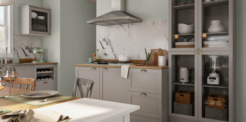 Adote um tom romântico na cozinha para um aspecto clean