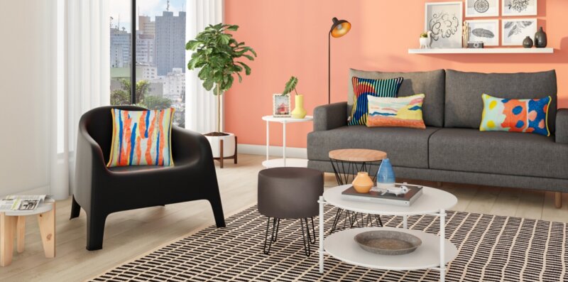 decoração colorida e combinações