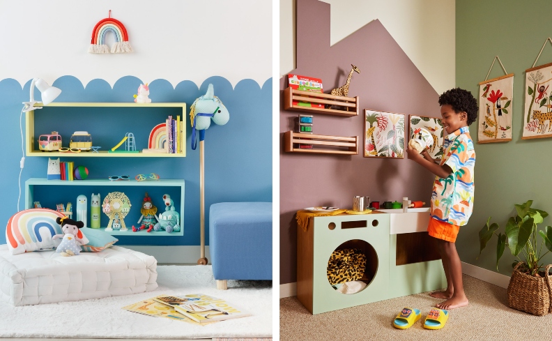 nichos, caixas e brinquedos interativos ajudam a organizar quarto infantil