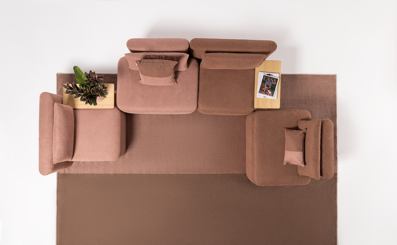 sala de estar pequena com sofá modular para poder organizar da melhor forma para otimizar o espaço