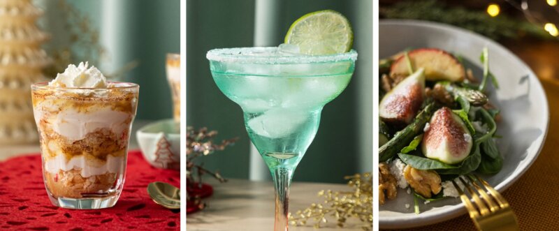 receitas refrescantes de verão - cheesecake de maçã, margarita light e salada de folhas e figos