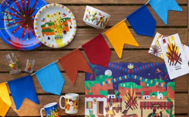 prato copo e caneca de são joão