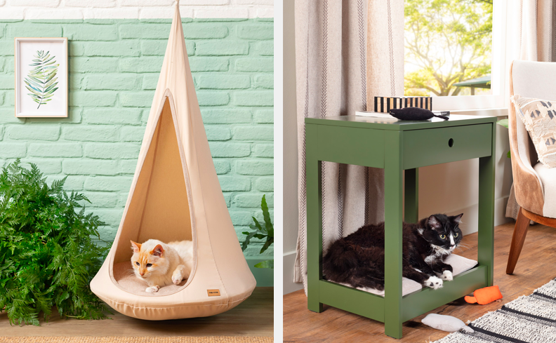 comedouro para pet, com um espaço completo com caminha, tapete, entre outros itens de decoração para deixar a casa bonita e funcional